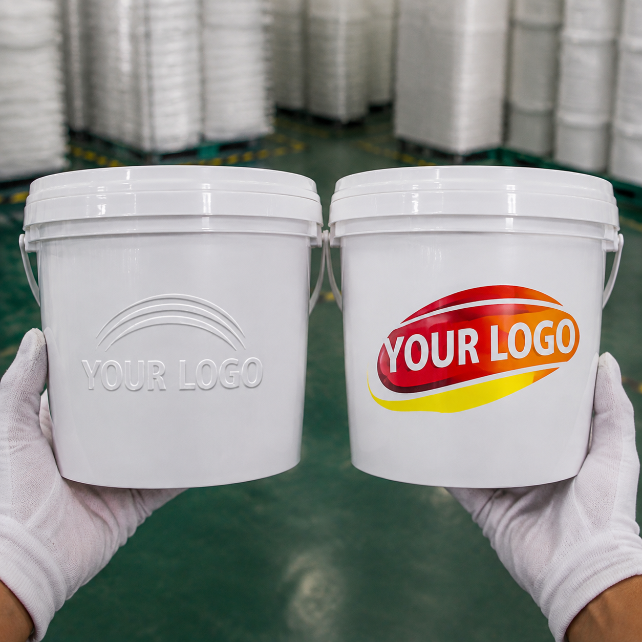 Sample round tub with a dairy-style in-mold label